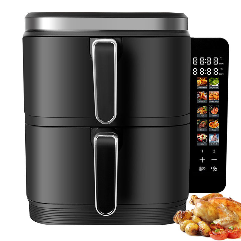 Frigorífico Elétrico de Dupla Empilhadeira de 2800w Não-aderente 6l + 6l Revestimento Top Bottom Heater Foldable LCD Display Visível Opção de Janela