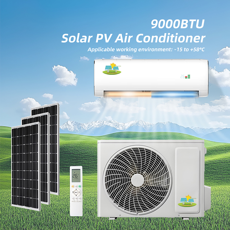 9000-12000BTU Ar condicionado solar com painéis de 550W