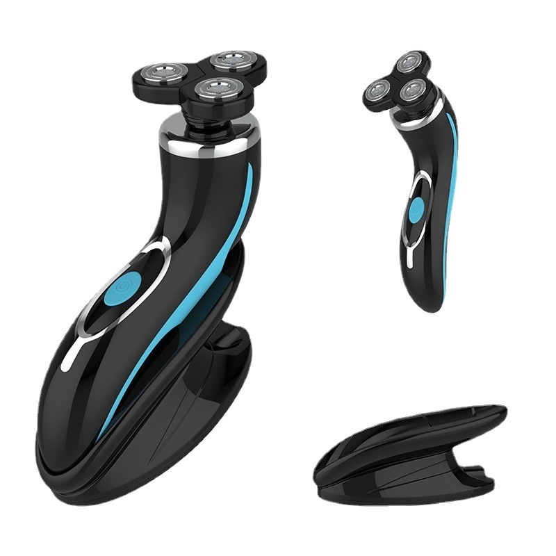 Barbeador elétrico portátil masculino com lâmina de aço inoxidável e cabo de plástico para uso facial