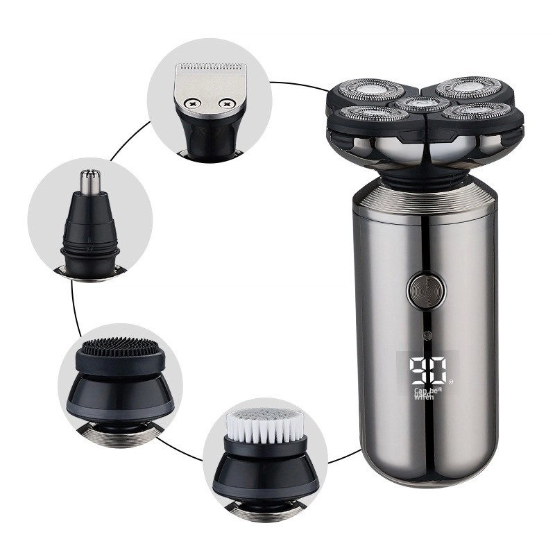 ANBOLIFE Smart Shaver elétrico recarregável de cinco lâminas com ecrã digital Alimentado por USB e Peças sobressalentes gratuitas para homens