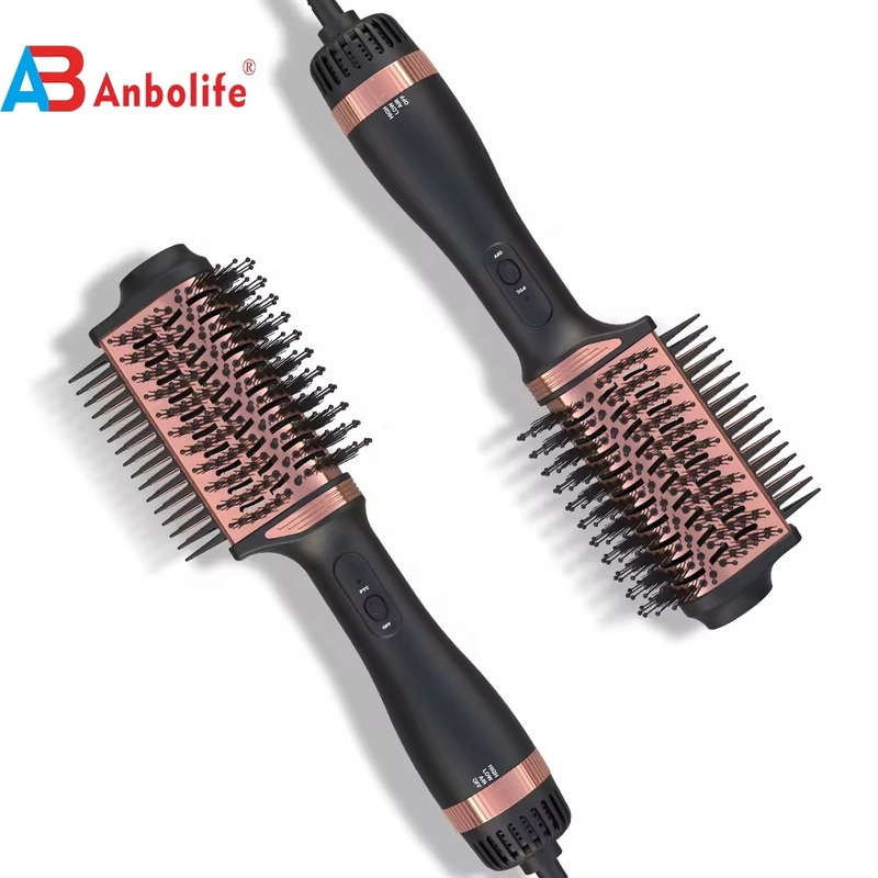 2-em-1 Titânio Hair Brush Styler com 1200W de Potência 3 níveis de temperatura e 2 configurações de velocidade para estilo de cabelo fácil