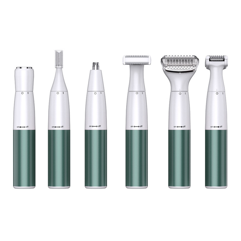 6 em 1 Multifuncional Mulheres Barbeador Epilator Conjunto com 1200mAh Bateria lâmina de aço inoxidável e peças de reposição gratuitas